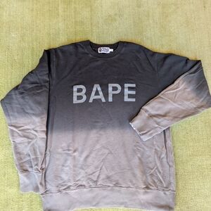 Bape Bootleg Men's Gradient Black and Gray Crewneck Sweater
